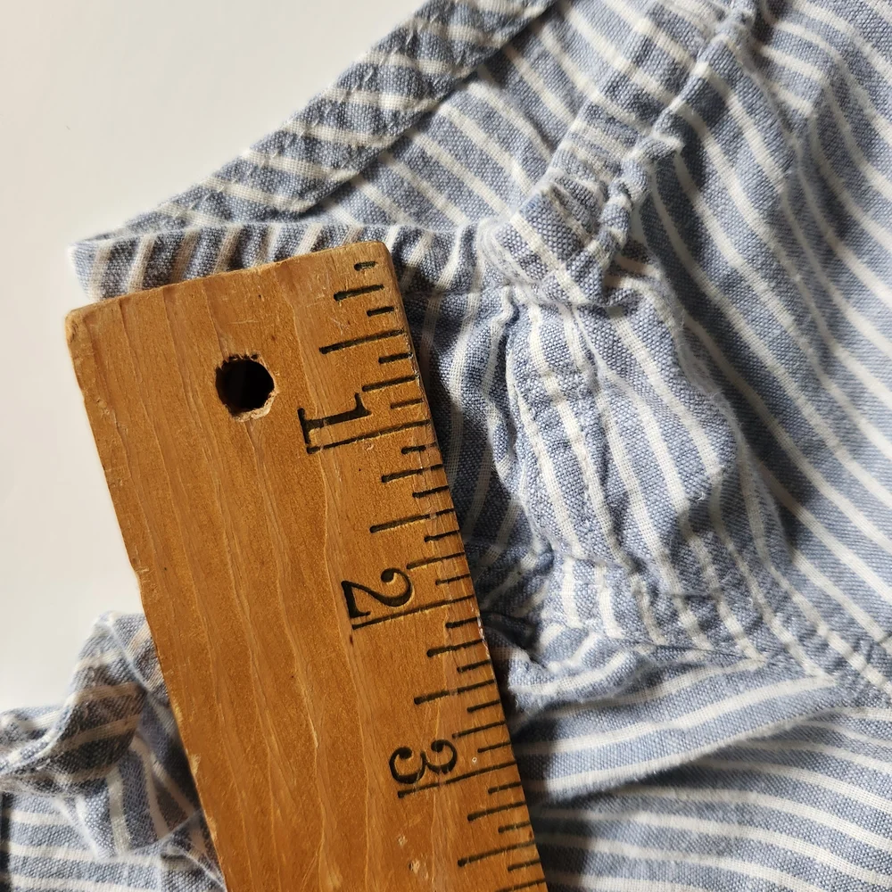 Marine Layer Striped Drawstring Shorts Blue/Gray Pinstripes Hemp Eco Casual 2" - Picture 3 of 9
